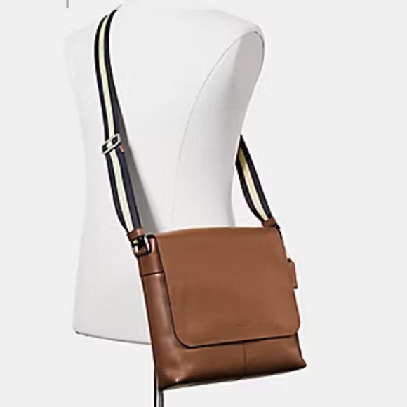 Coach Messenger Bag Mahogany Brown Leather with Woven Crossbody Strap - Picture 13 of 13